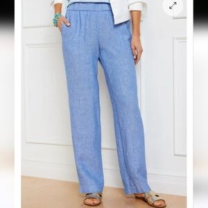 ⭐ Talbots Nantucket Wide-leg Pull-on Linen Pants Size Medium Petite MP
